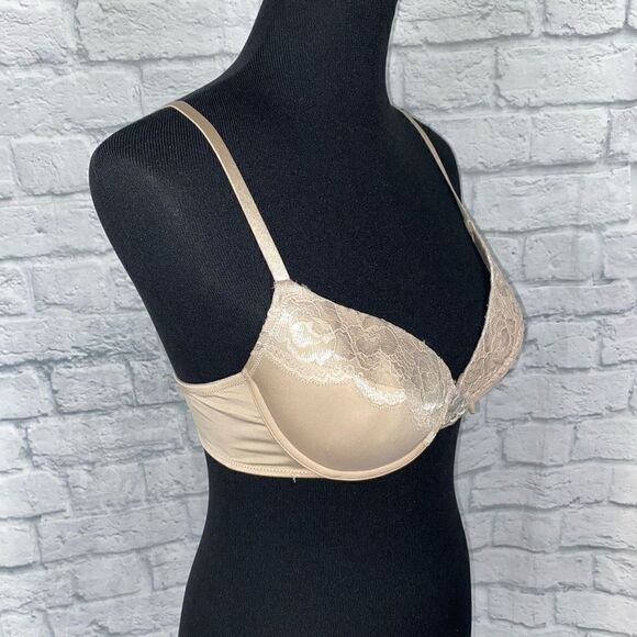 Maidenform women 34C beige push up underwire bra w/lace & adjustable straps - Picture 3 of 7